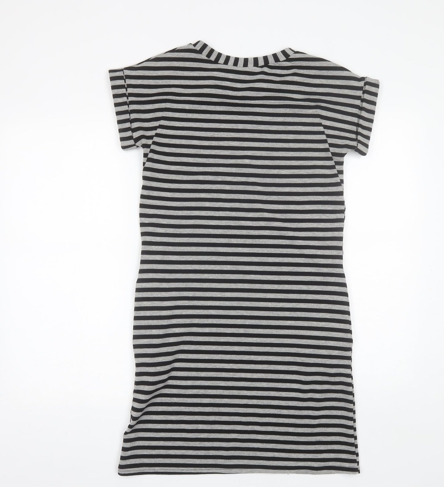 New Look Womens Black Striped Polyester Shift  Size 6  Round Neck