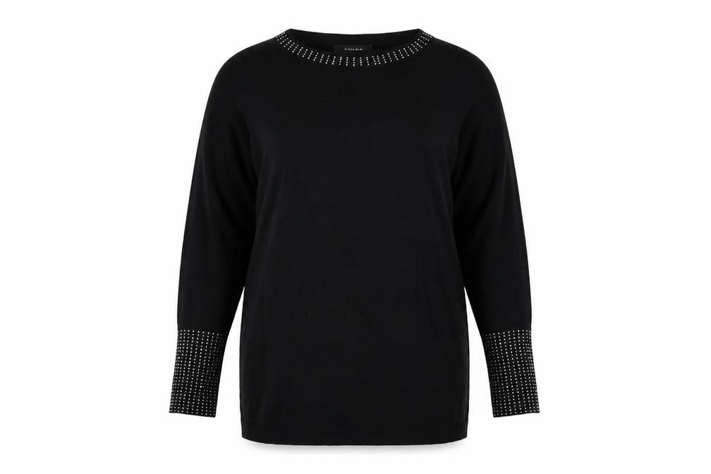 Evans Womens Black Round Neck  Viscose Pullover Jumper Size 14