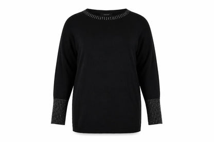 Evans Womens Black Round Neck  Viscose Pullover Jumper Size 14