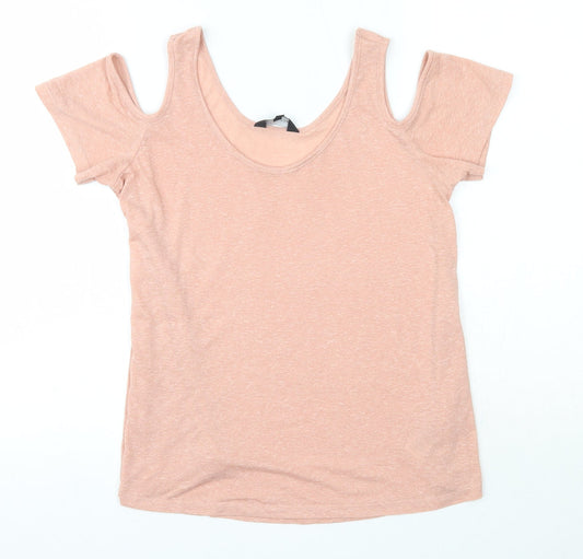 New Look Womens Pink  Polyester Basic Blouse Size 6 Round Neck
