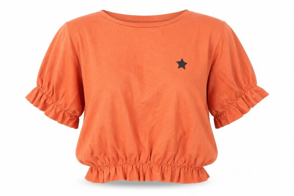 Primark Womens Orange  Polyester Basic Blouse Size M Round Neck