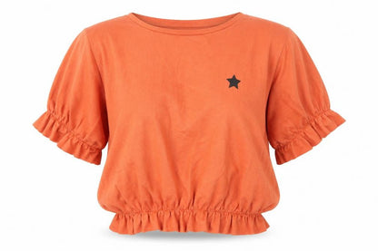 Primark Womens Orange  Polyester Basic Blouse Size M Round Neck