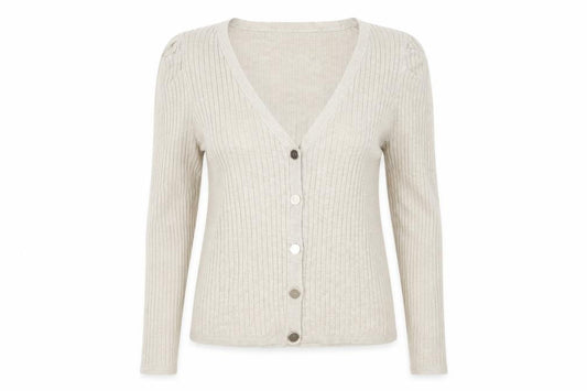 Lefties Womens Beige V-Neck  Polyester Cardigan Jumper Size M