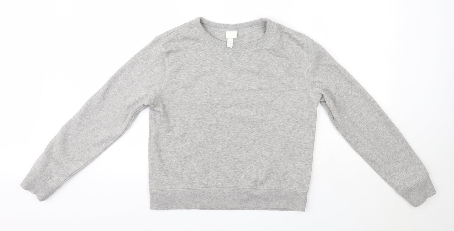H&M Womens Grey Round Neck  Cotton Pullover Jumper Size S