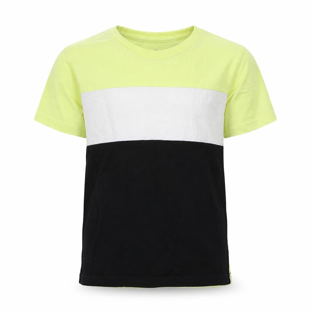 Primark Boys Yellow Colourblock Polyester Basic T-Shirt Size 5-6 Years Crew Neck