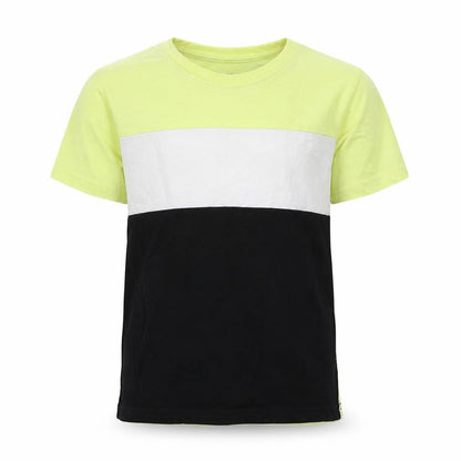 Primark Boys Yellow Colourblock Polyester Basic T-Shirt Size 5-6 Years Crew Neck