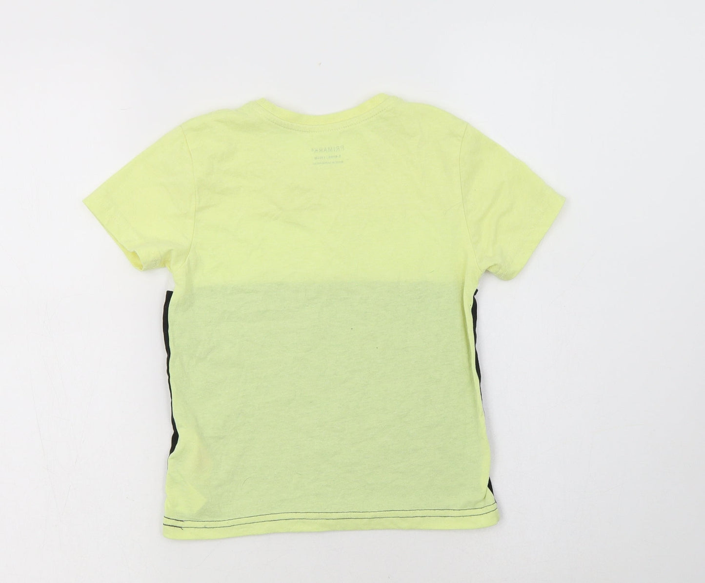 Primark Boys Yellow Colourblock Polyester Basic T-Shirt Size 5-6 Years Crew Neck