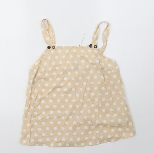 ASOS Womens Beige Polka Dot Cotton Camisole Blouse Size 6 Square Neck