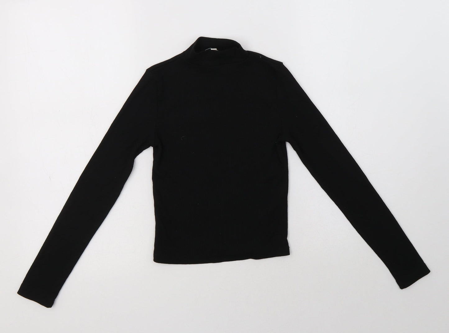 Miss E-Vie Girls Black  Polyester Basic Blouse Size 9-10 Years Mock Neck