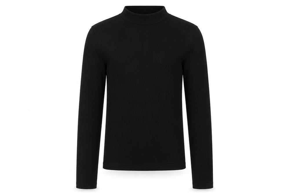 Miss E-Vie Girls Black  Polyester Basic Blouse Size 9-10 Years Mock Neck