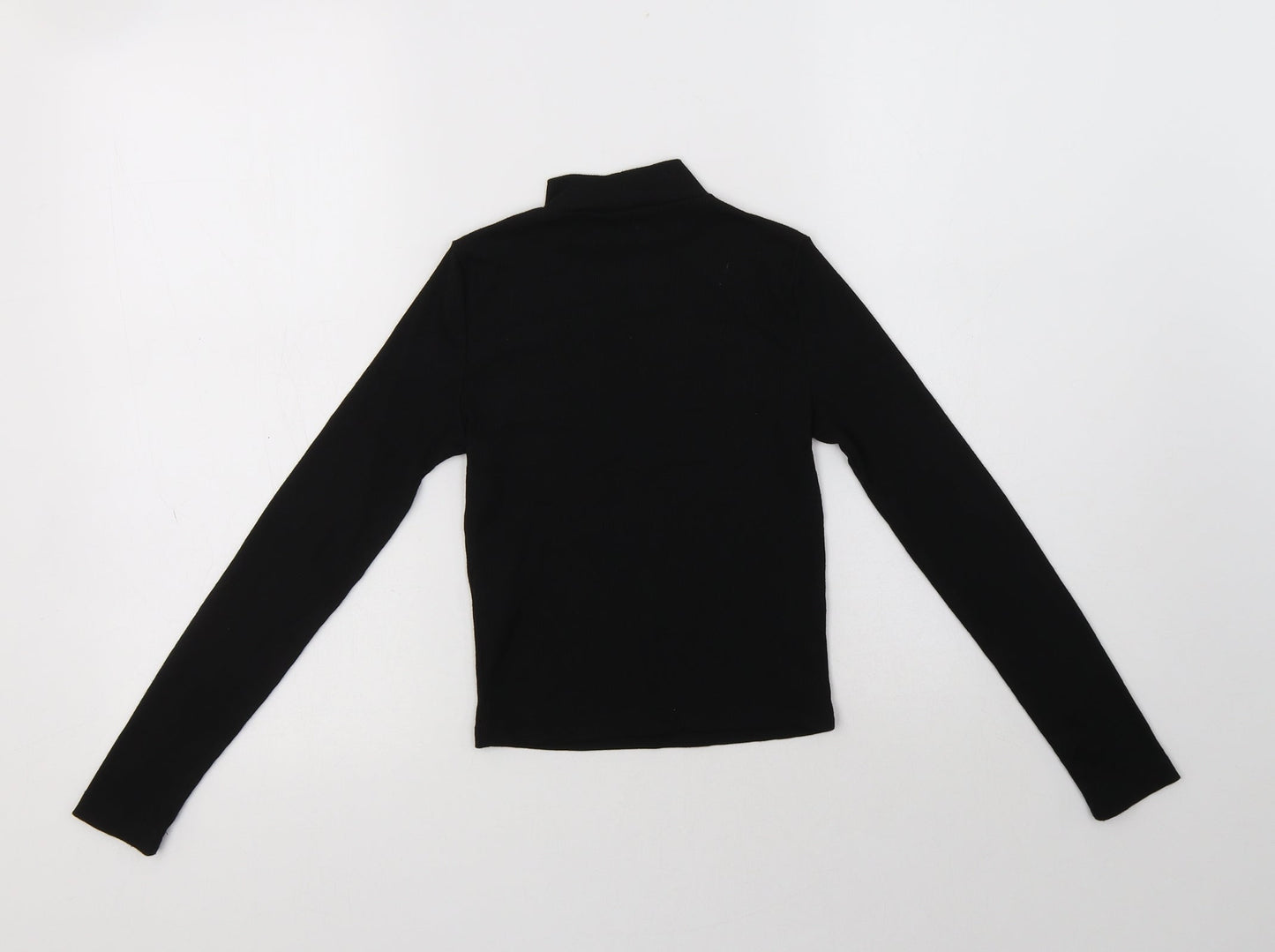 Miss E-Vie Girls Black  Polyester Basic Blouse Size 9-10 Years Mock Neck