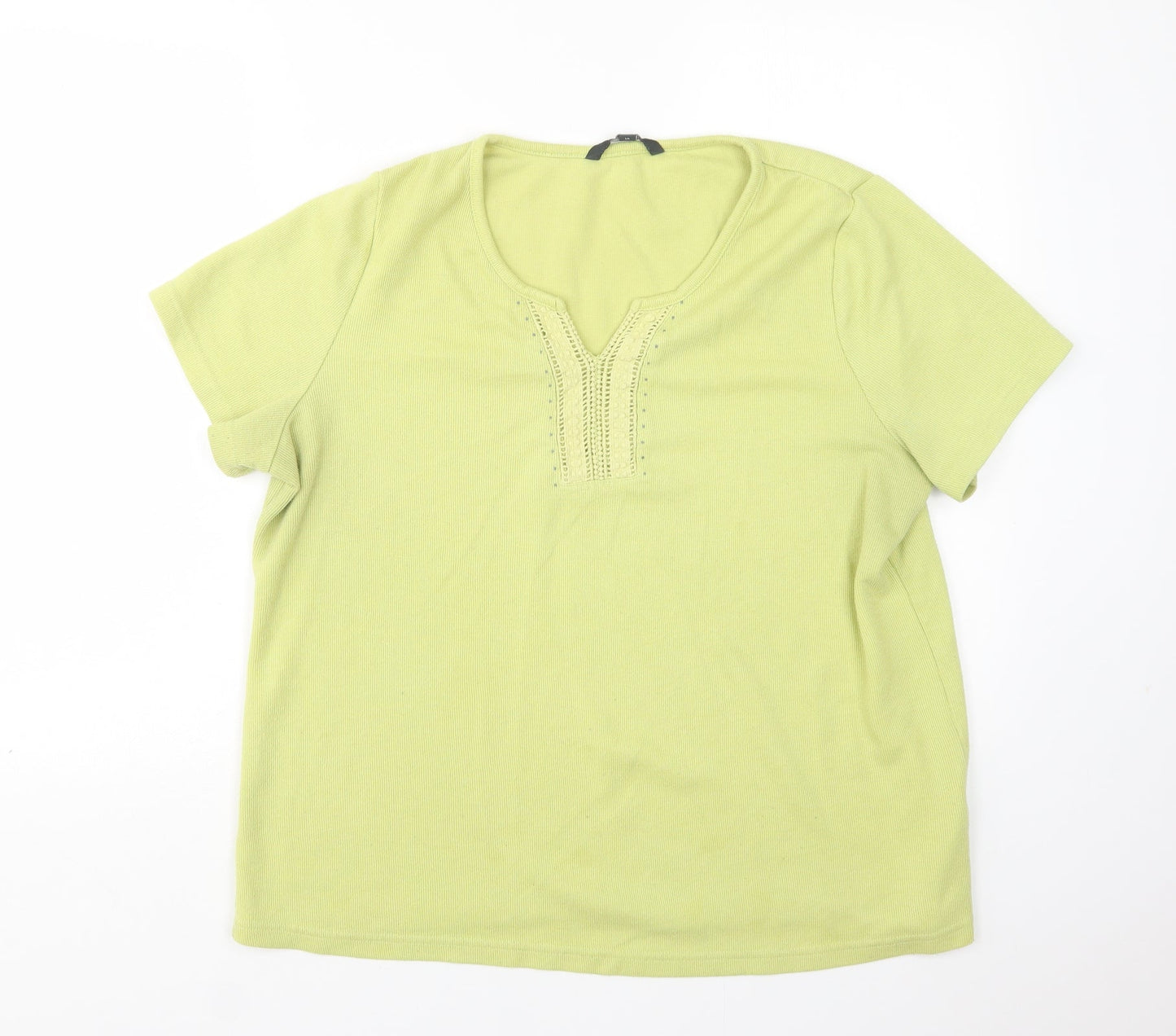 Love Tees Womens Green V-Neck  Polyester Pullover Jumper Size 18