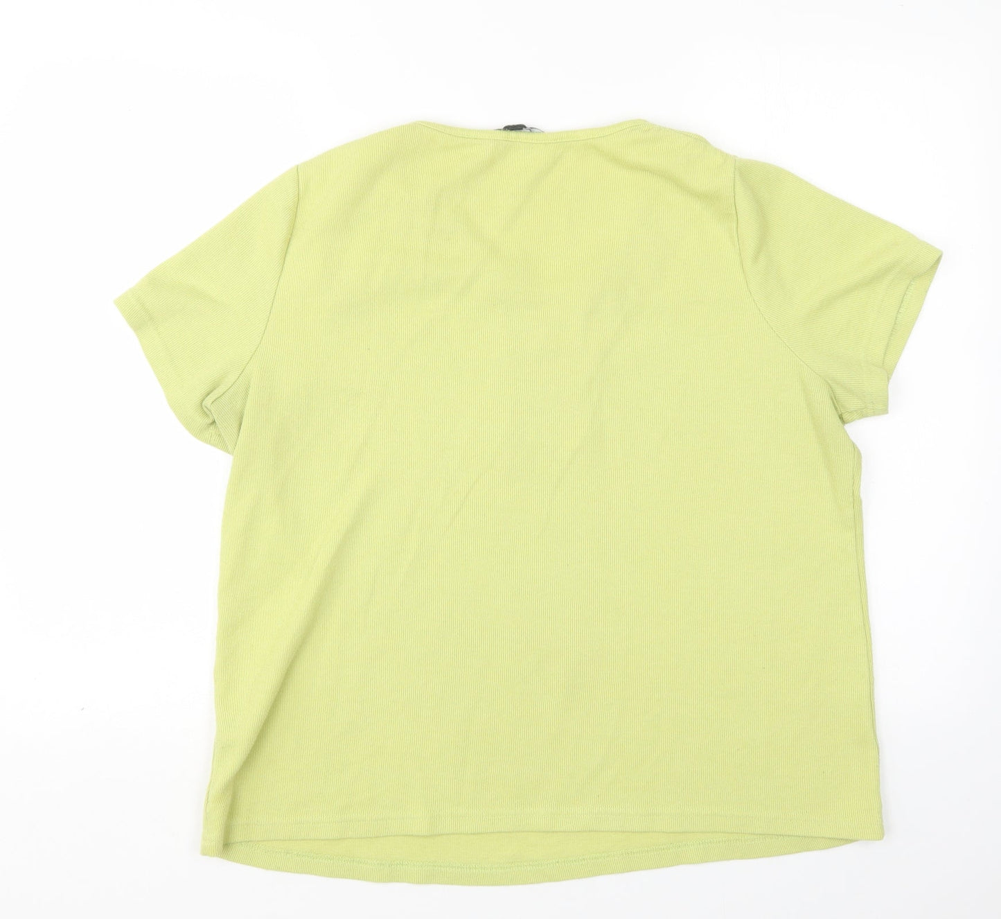 Love Tees Womens Green V-Neck  Polyester Pullover Jumper Size 18