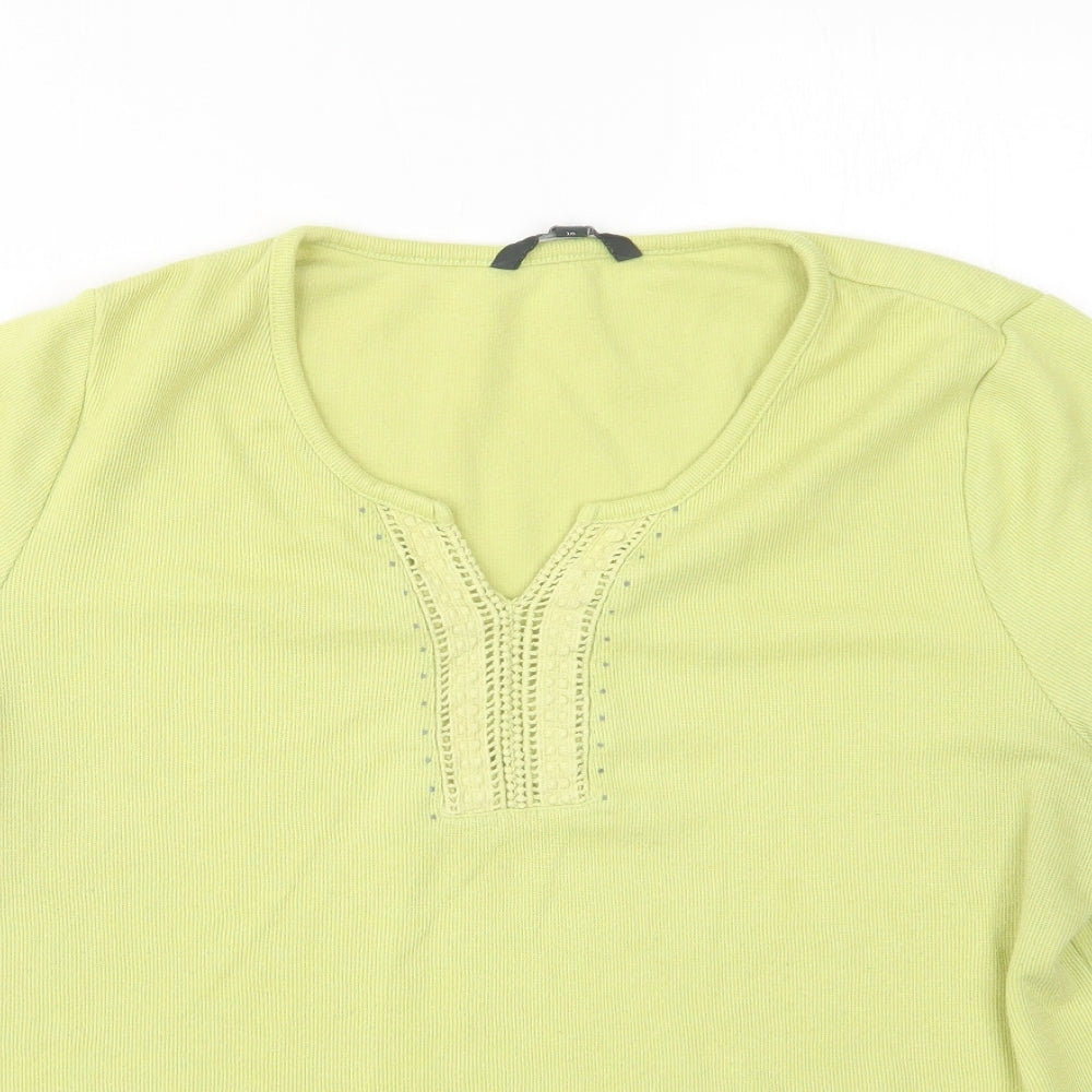Love Tees Womens Green V-Neck  Polyester Pullover Jumper Size 18