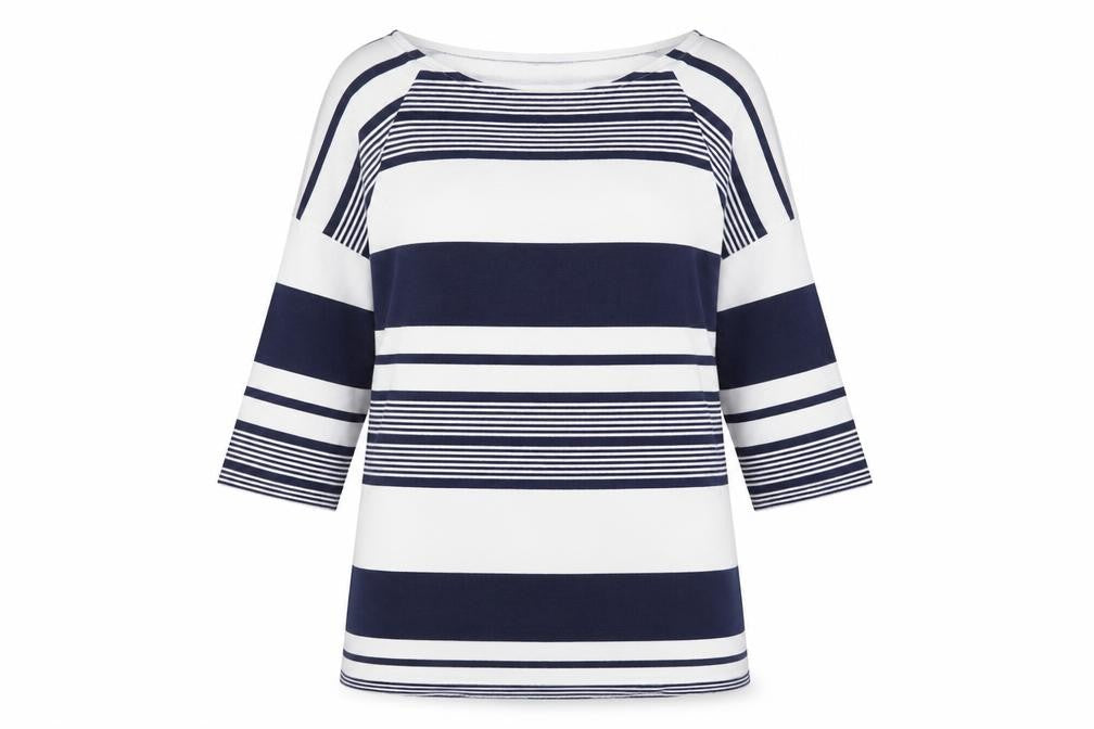 F&F Womens Multicoloured Round Neck Striped Polyester Pullover Jumper Size 14