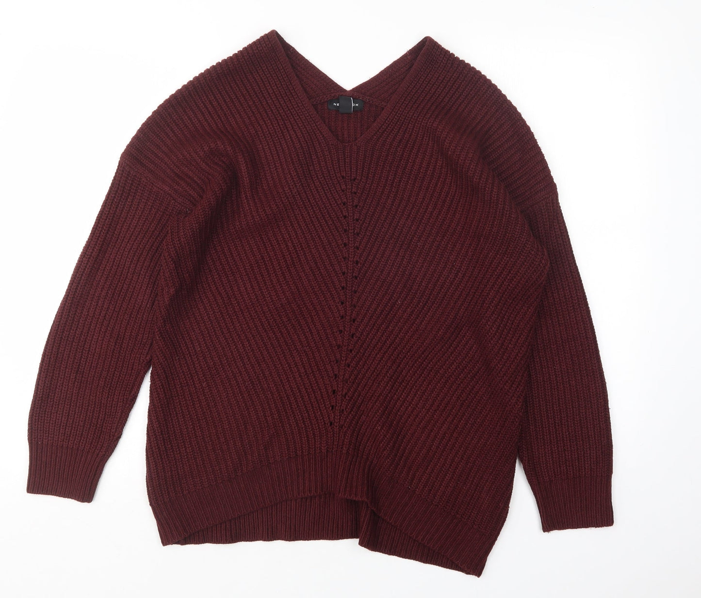 New Look Womens Purple V-Neck   Pullover Jumper Size M
