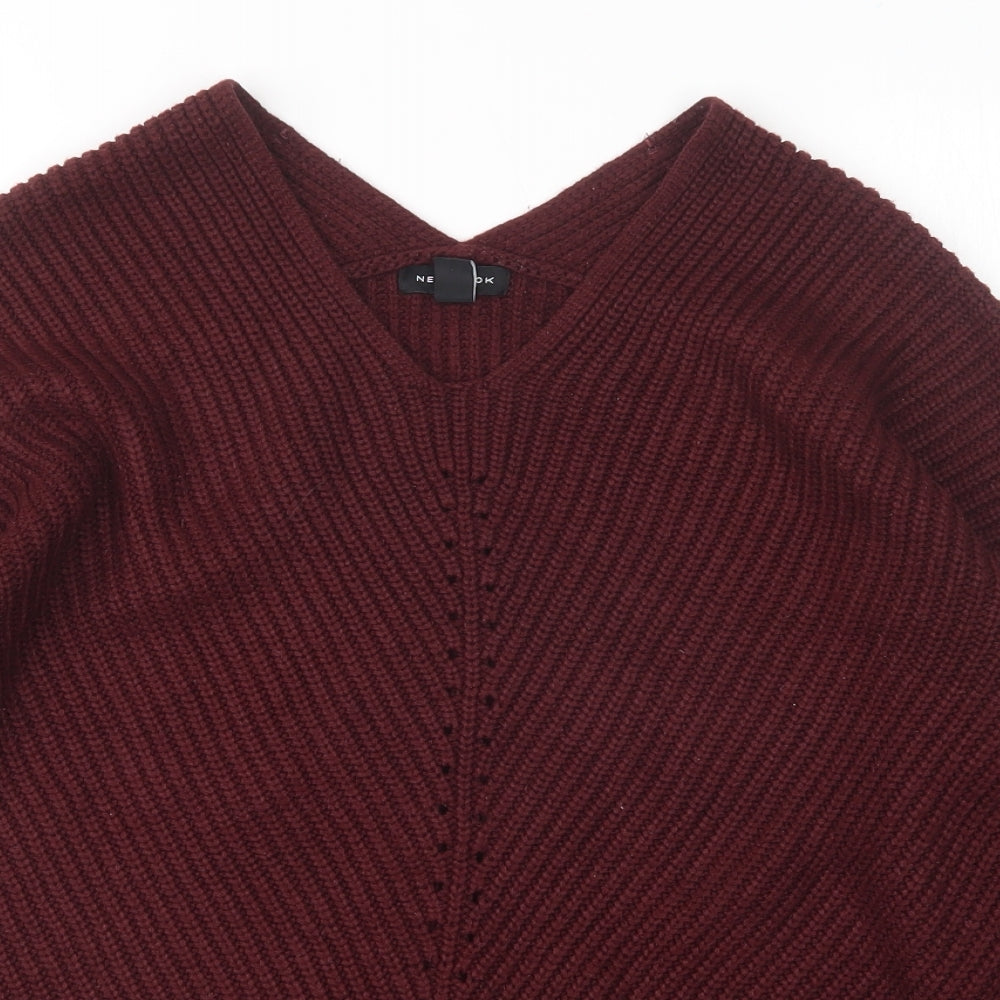 New Look Womens Purple V-Neck   Pullover Jumper Size M