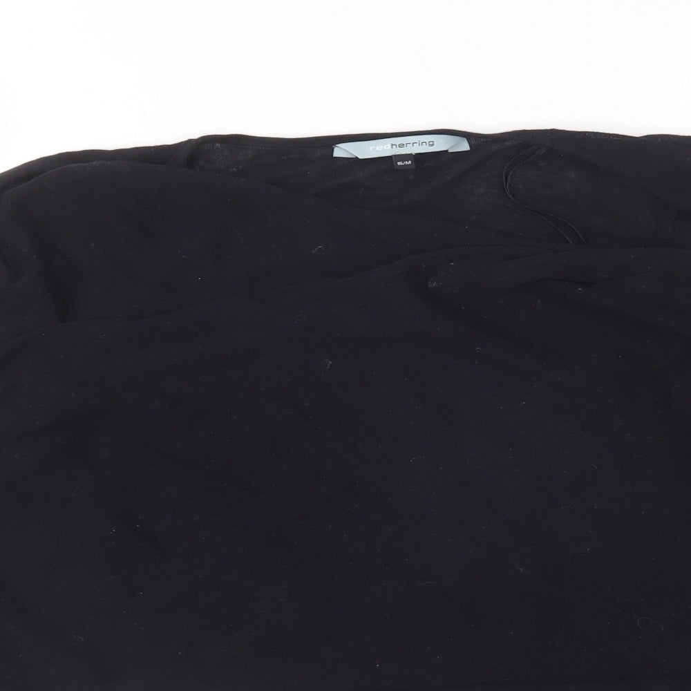 Red Herring  Womens Black V-Neck  Cotton Cardigan Jumper Size S