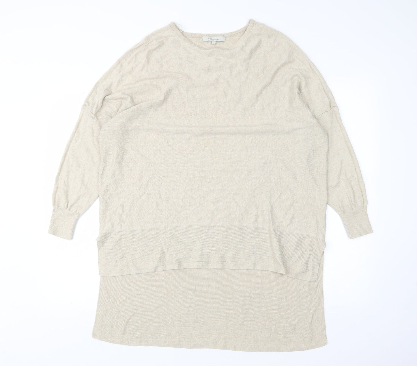 Peacocks Womens Beige Round Neck  Viscose Pullover Jumper Size L