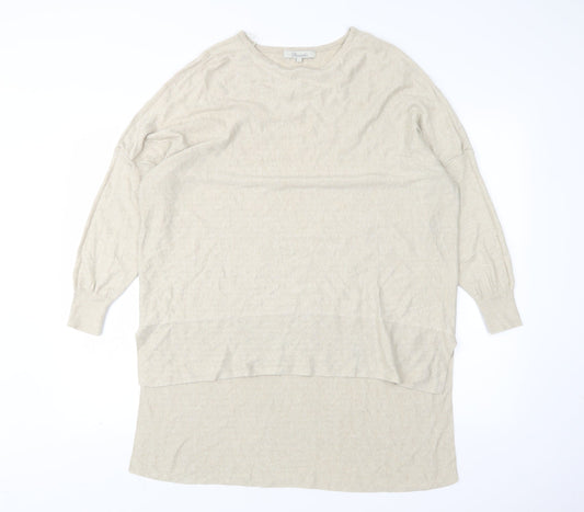 Peacocks Womens Beige Round Neck  Viscose Pullover Jumper Size L