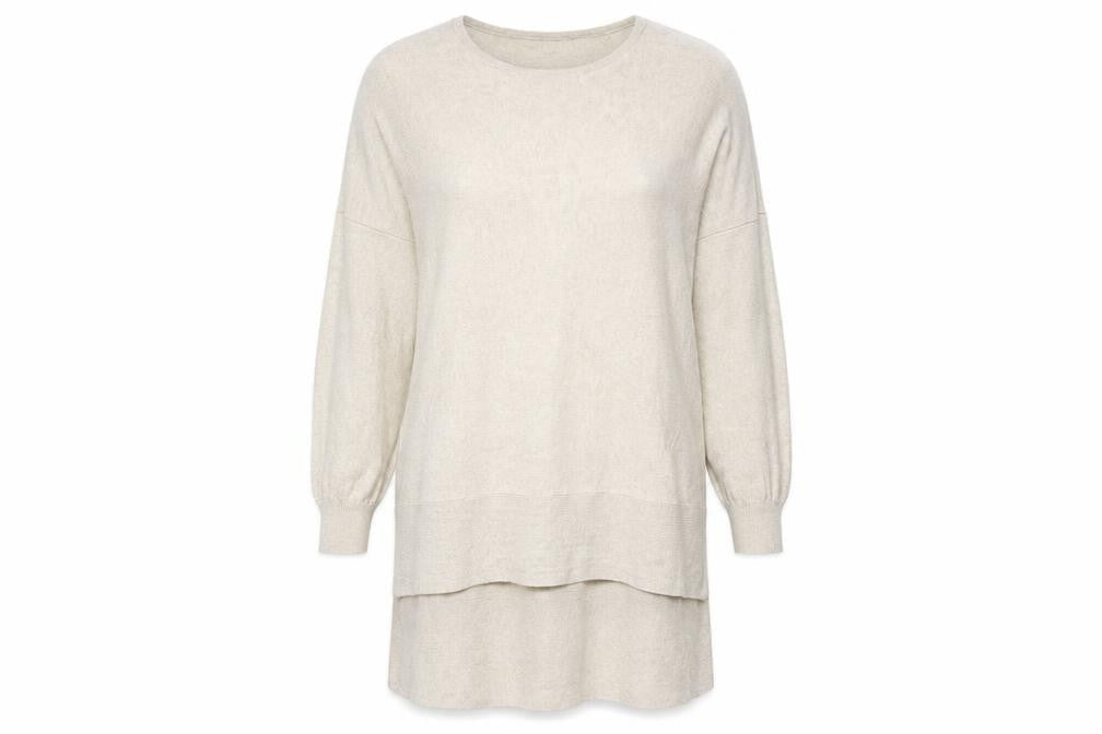 Peacocks Womens Beige Round Neck  Viscose Pullover Jumper Size L