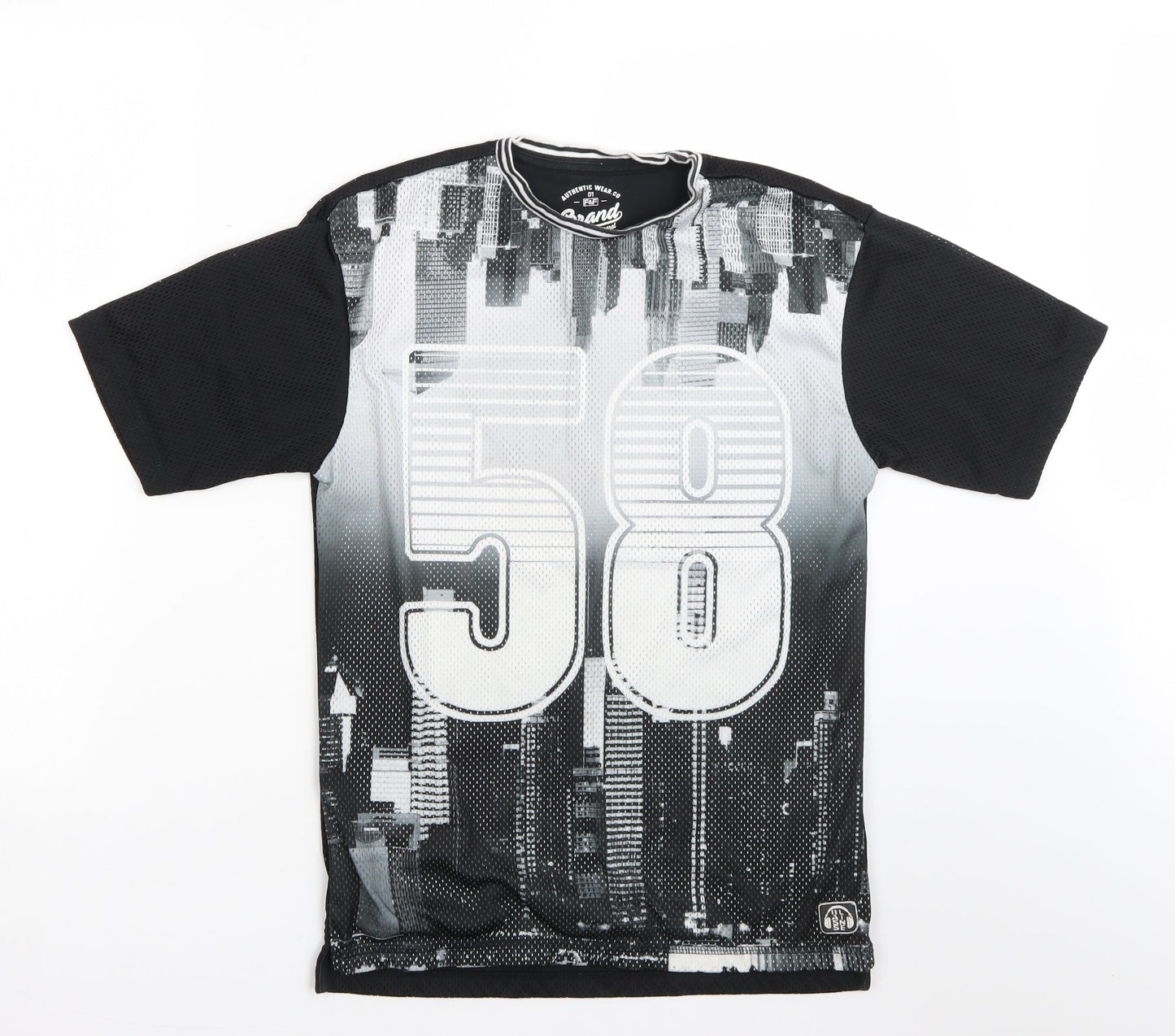 F&F Boys Black  Cotton Basic T-Shirt Size 10-11 Years Round Neck
