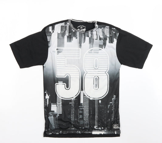F&F Boys Black  Cotton Basic T-Shirt Size 10-11 Years Round Neck