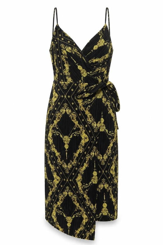 River Island Womens Black Argyle/Diamond Polyester Shift  Size 6  V-Neck