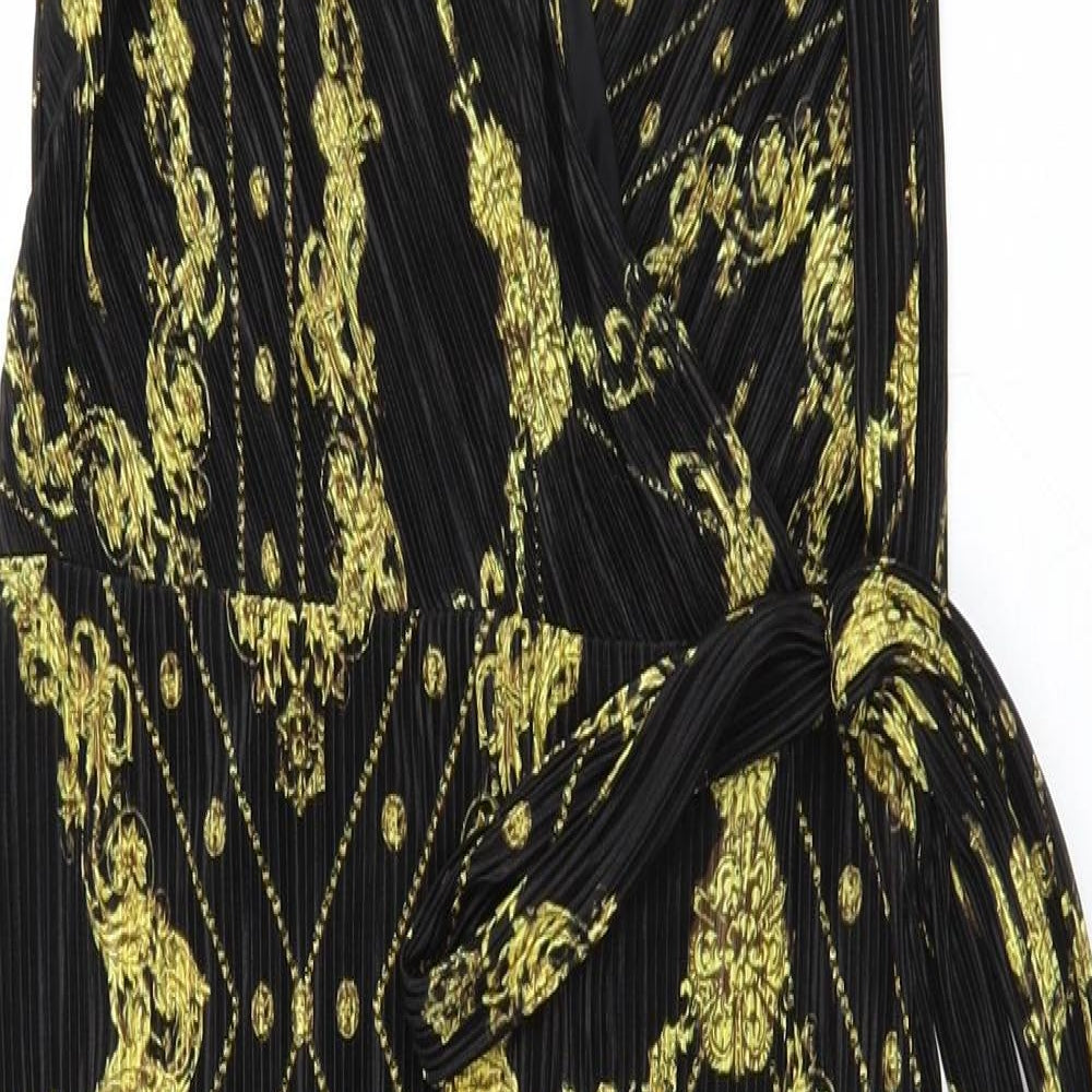 River Island Womens Black Argyle/Diamond Polyester Shift  Size 6  V-Neck