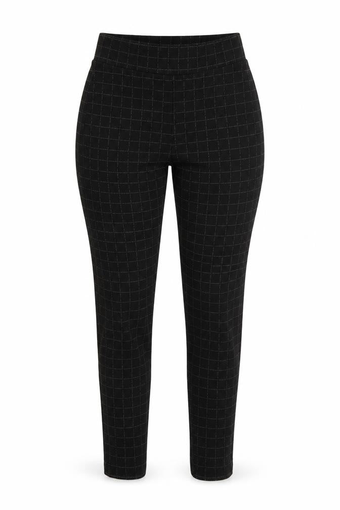 F&F Womens Black Check Viscose Dress Pants Trousers Size 12 L26 in Regular