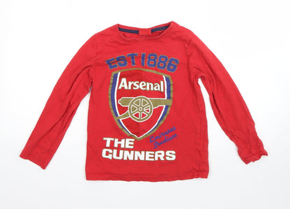 Preloved Arsenal Boys Red  Cotton Basic T-Shirt Size 8-9 Years Round Neck - Front
