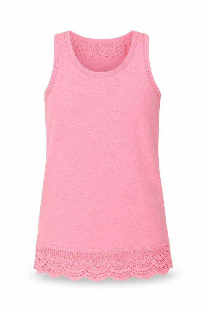 Primark Girls Pink  Polyester Basic Tank Size 10-11 Years Round Neck