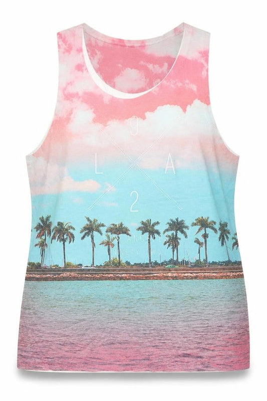 Blue Inc Womens Multicoloured  Polyester Basic Tank Size L Round Neck - Los Angeles