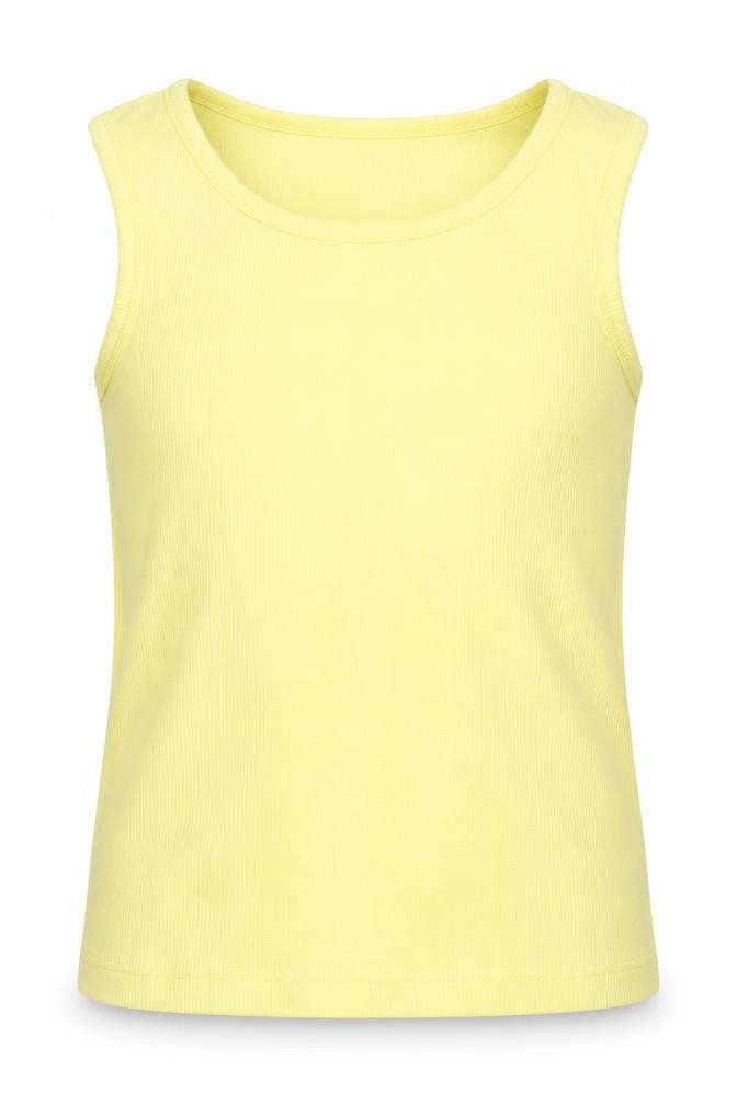 NEXT Girls Yellow  Cotton Basic Tank Size 7 Years Round Neck