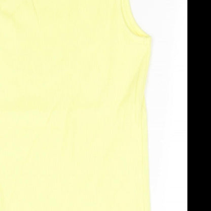 Next Girls Yellow  Cotton Basic Tank Size 7 Years Round Neck