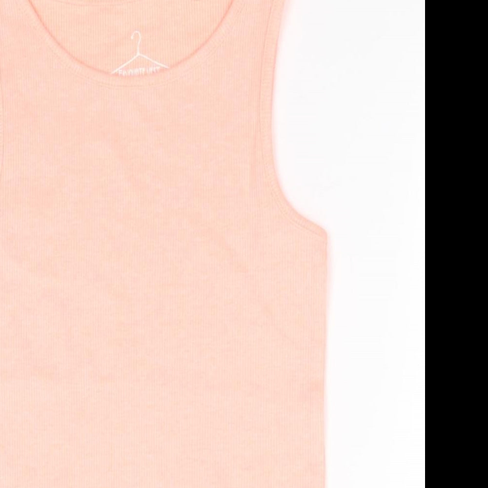 NEXT Girls Pink  Cotton Basic Tank Size 7 Years Round Neck