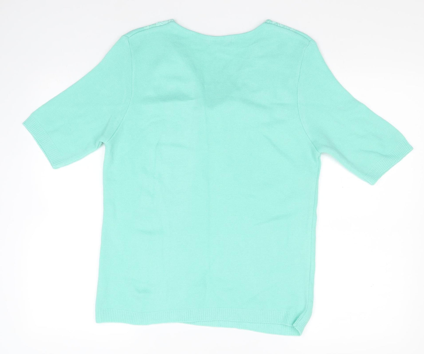 Jenny Loyd Womens Green V-Neck  Acrylic Pullover Jumper Size XL