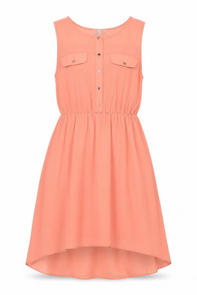 Cameo Rose Womens Orange Polyester A-Line Size 12 Round Neck