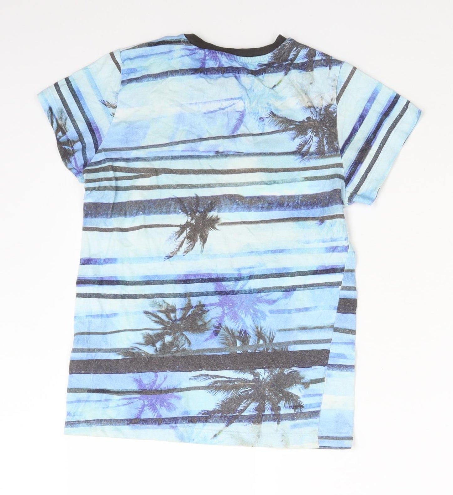 NEXT Boys Multicoloured Striped Cotton Basic T-Shirt Size 9 Years Round Neck  - MAUI. HAWAII
