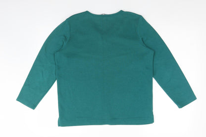 Bonmarché Womens Green V-Neck Polyester Pullover Jumper Size S