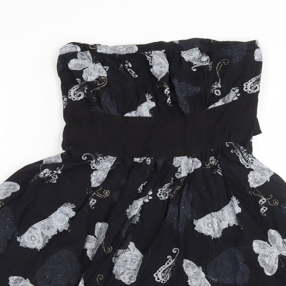 QED London Womens Black Paisley Cotton Basic T-Shirt Size XS  - BUTTERFLIES
