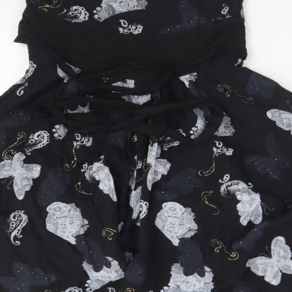 QED London Womens Black Paisley Cotton Basic T-Shirt Size XS  - BUTTERFLIES