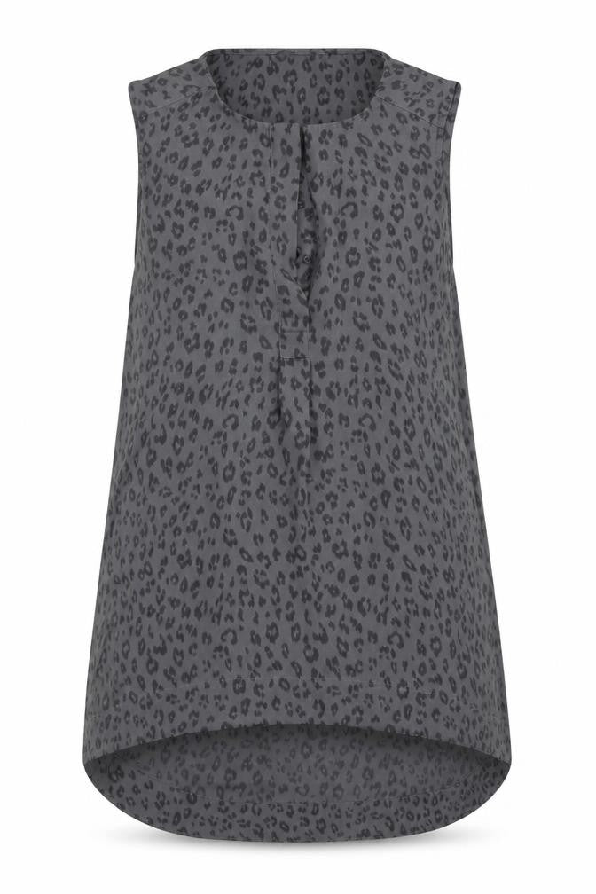 H&M Womens Grey Animal Print Polyester Basic T-Shirt Size 6 Round Neck