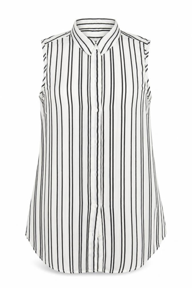 H&M Womens Multicoloured Striped Polyester Basic Blouse Size 8 Collared
