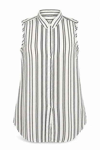 H&M Womens Multicoloured Striped Polyester Basic Blouse Size 8 Collared