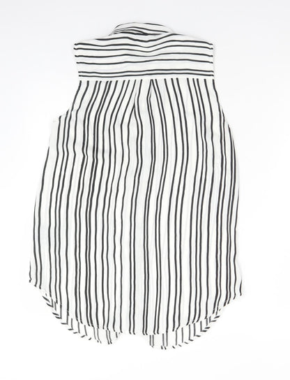 H&M Womens Multicoloured Striped Polyester Basic Blouse Size 8 Collared