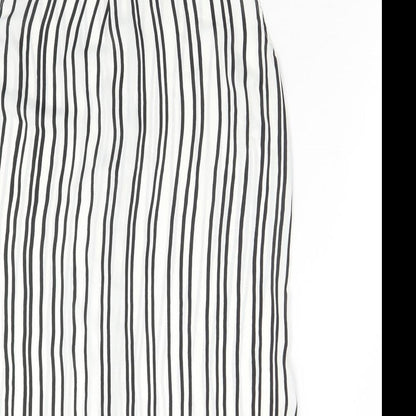 H&M Womens Multicoloured Striped Polyester Basic Blouse Size 8 Collared