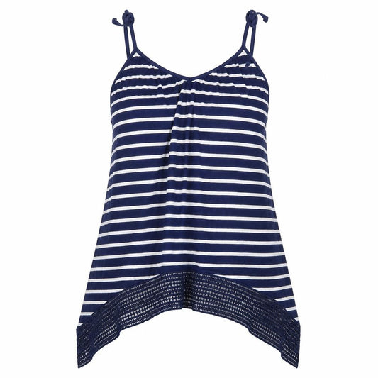 Store Twenty One Womens Blue Striped Viscose Camisole Blouse Size 12 Round Neck