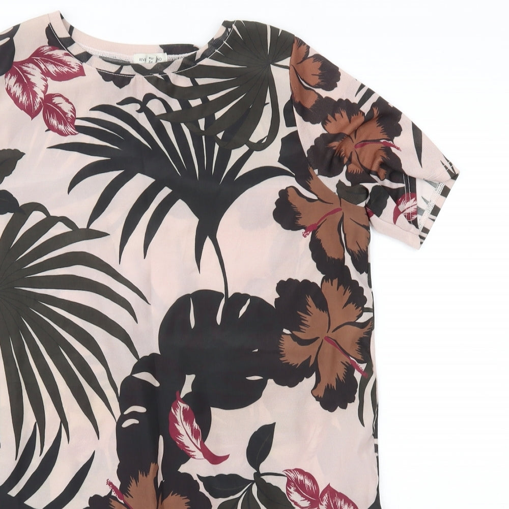 River Island Womens Multicoloured Floral Polyester T-Shirt Dress  Size 8  Round Neck