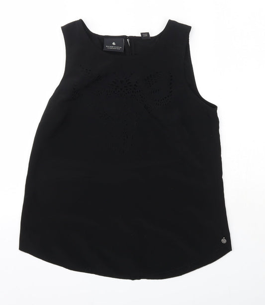 Maison Scotch Womens Black  Polyester Basic Blouse Size M Round Neck